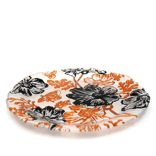 Handcrafted Papillon Side Plates, Set of 4 – Cream, Gold & Black, 8" - Purekind Living