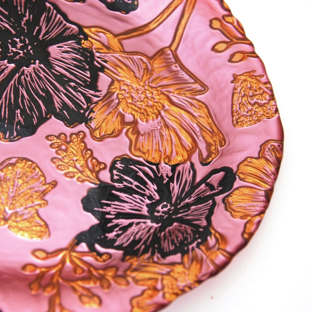 Handcrafted Papillon Side Plates – Set of 4, Rose Gold and Black, 8" - Purekind Living