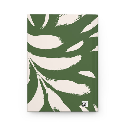 Botanical Hardcover Notebook – Thyme & Cream Brushstroke Design - PUREKIND
