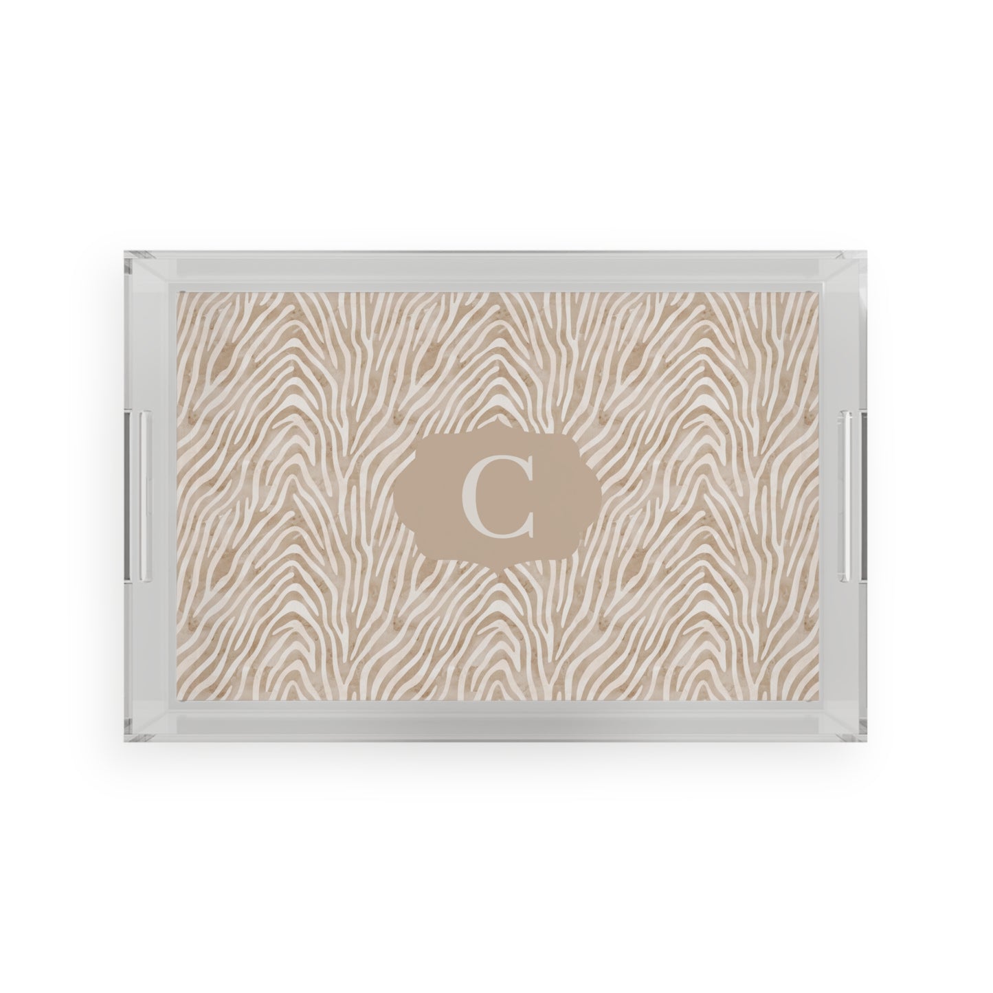 Personalized Acrylic Serving Tray – Zebra Print with Monogram - PUREKIND