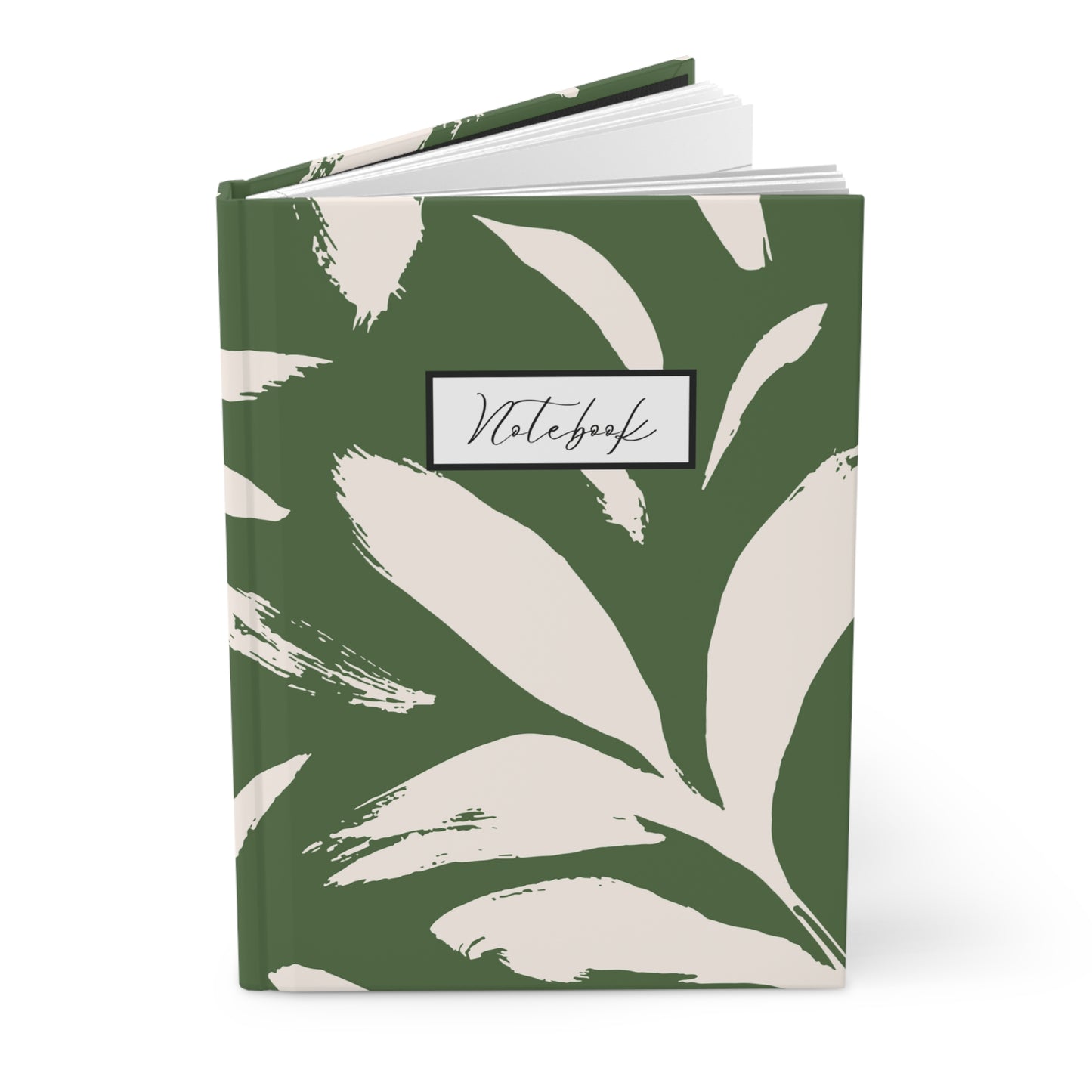 Botanical Hardcover Notebook – Thyme & Cream Brushstroke Design - PUREKIND
