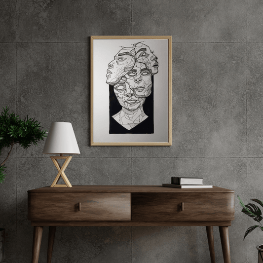 Emergence Abstract Art Woman – Framed Stippling Artwork - Purekind Living