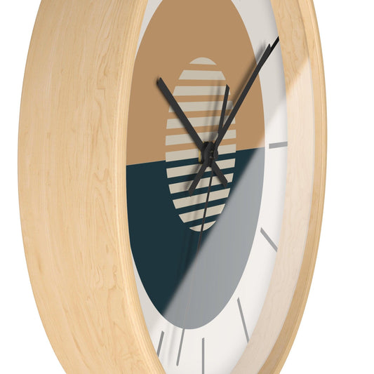 Modern Wall Clock – Taupe and Navy Geometric Design - Purekind Living
