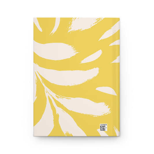 Botanical Hardcover Notebook – Gold & Cream Brushstroke Design - PUREKIND