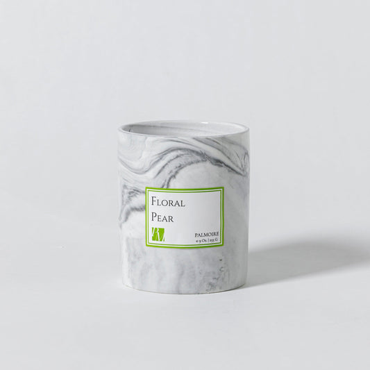Floral Pear Soy Wax Candle – 9oz Hand-Poured in Elegant Marbled Jar - Purekind Living