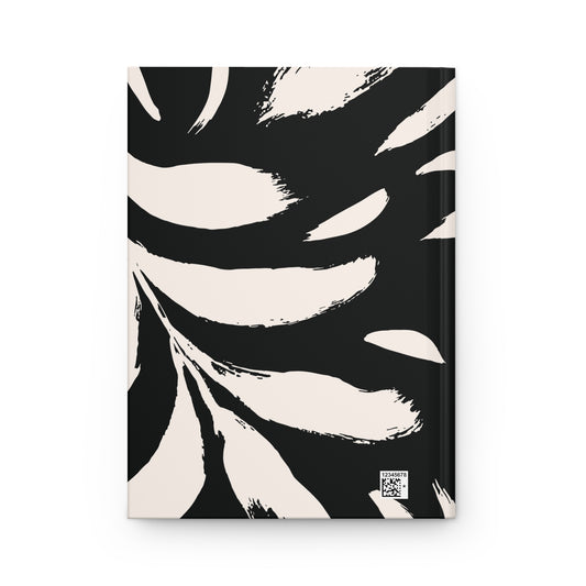 Botanical Hardcover Notebook – Black & Cream Brushstroke Design - PUREKIND