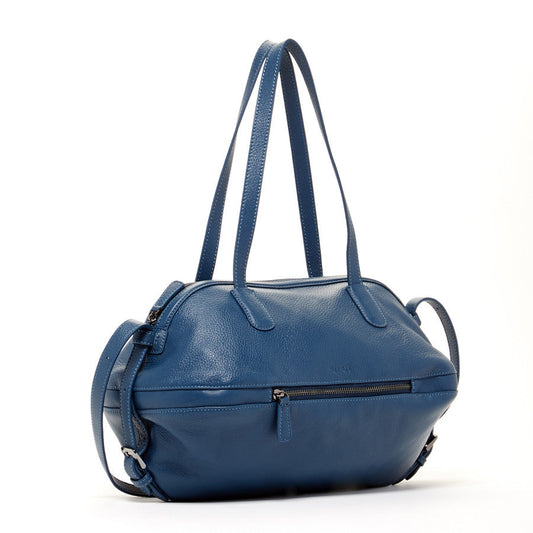 Blue Leather Satchel Bag