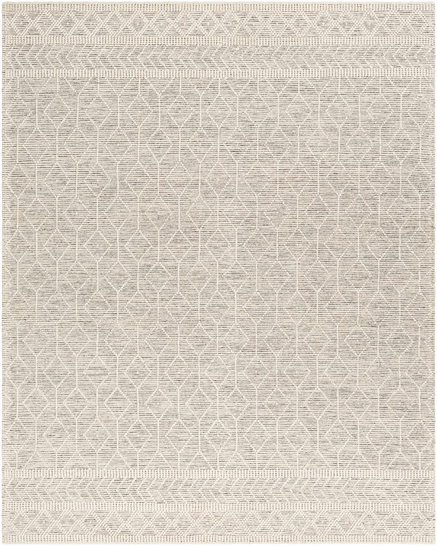 Carolina Area Rug in ivory and charcoal, handwoven diamond design