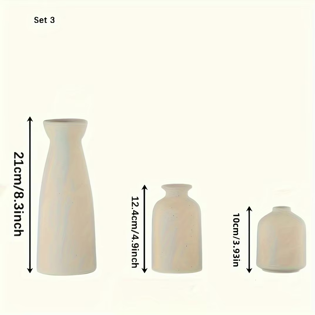 Minimalist Ceramic Vase Set – 3-Piece Modern Decor in Neutral Tones - PUREKIND
