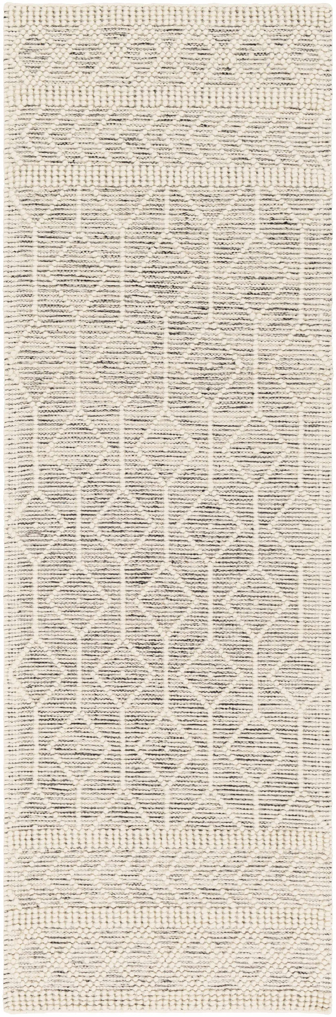 ivory and charcoal, handwoven diamond design in runner