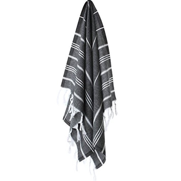 Sustainable Turkish Cotton Towel Lightweight, Quick-Dry, Black - PUREKIND