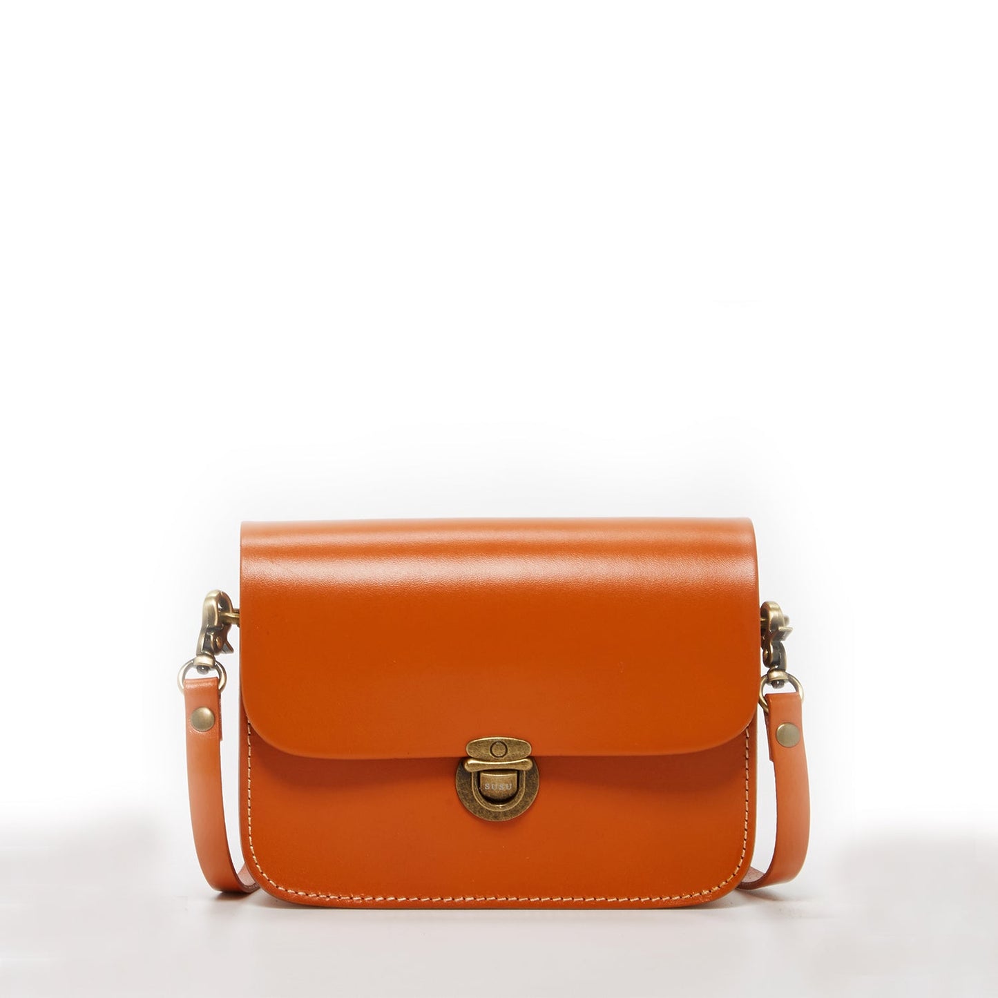 Nanah Cognac Brown Leather Crossbody Bag – Front View