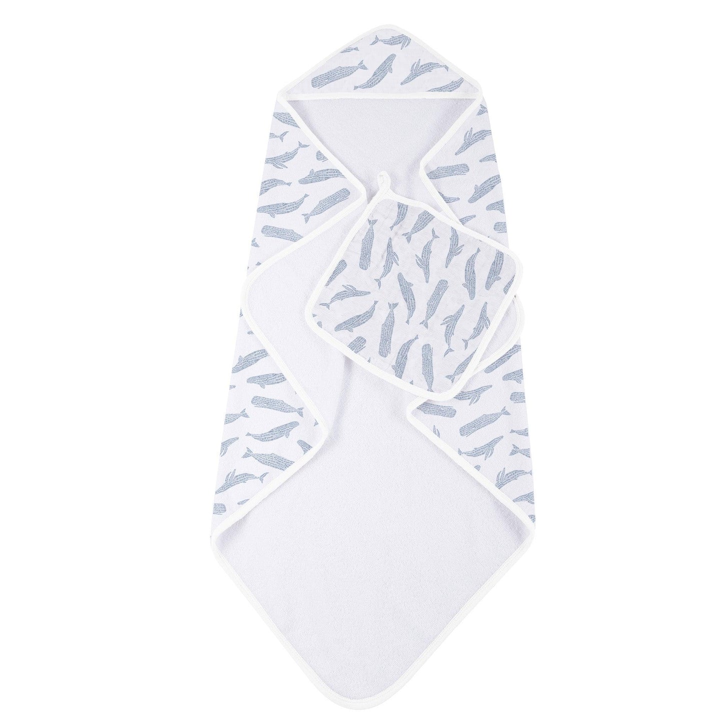 Blue Whale Bamboo Hooded Towel & Washcloth Set – Ultra-Soft & Absorbent - Purekind Living