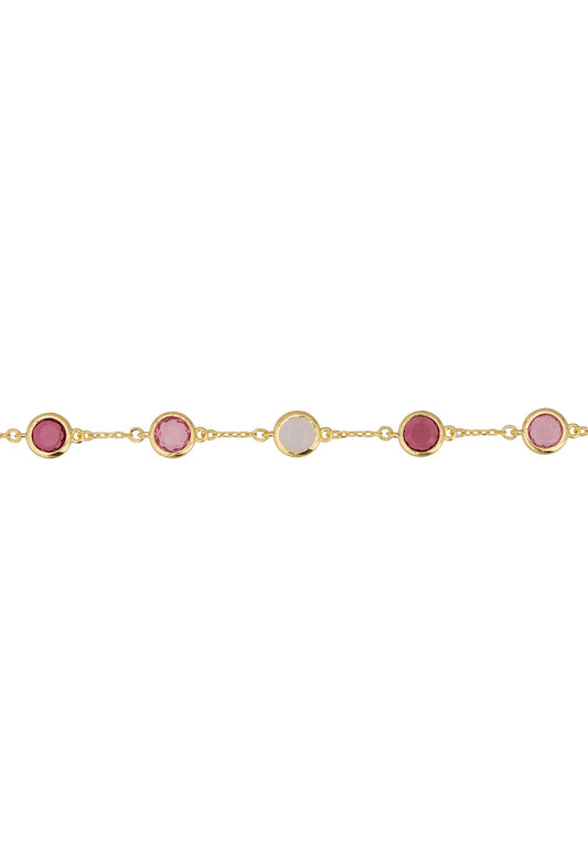 Close-up view of Sardinia bracelet with pink gemstones