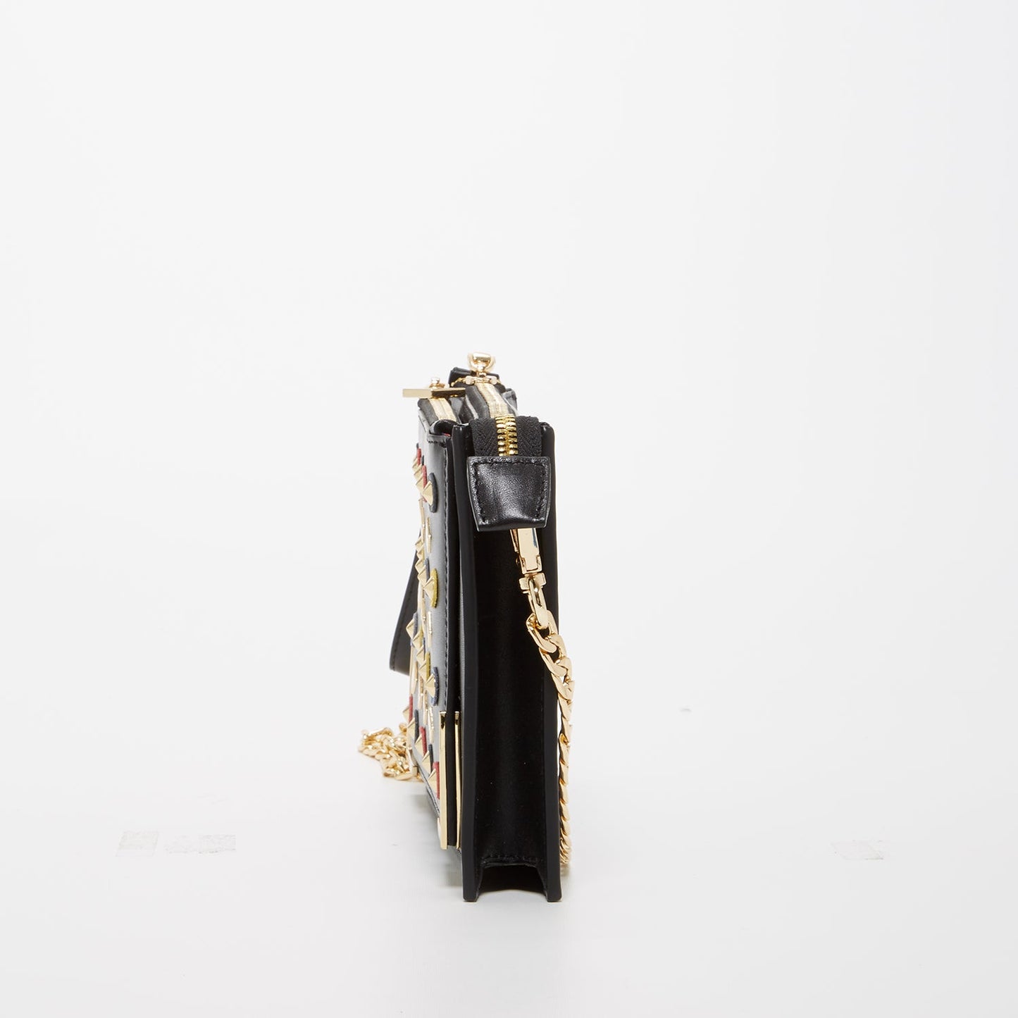 The Austin Convertible Clutch – Black Leather with Gold Studs - PUREKIND