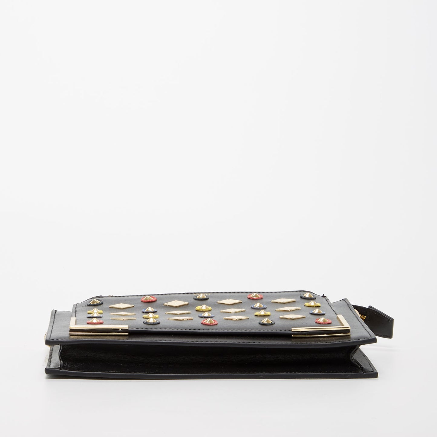 The Austin Convertible Clutch – Black Leather with Gold Studs - PUREKIND