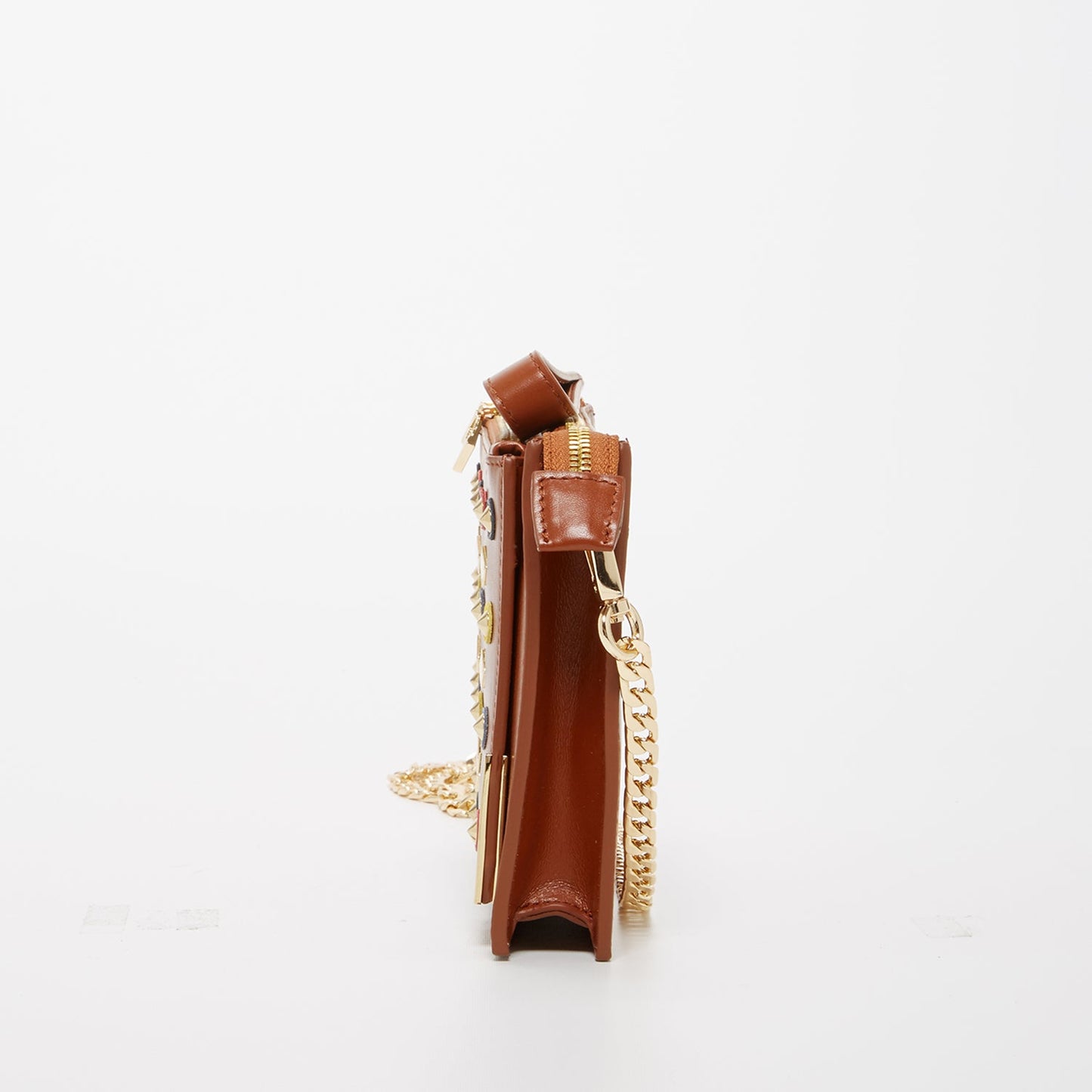 The Austin – Brown Leather Convertible Clutch with Gold Studs