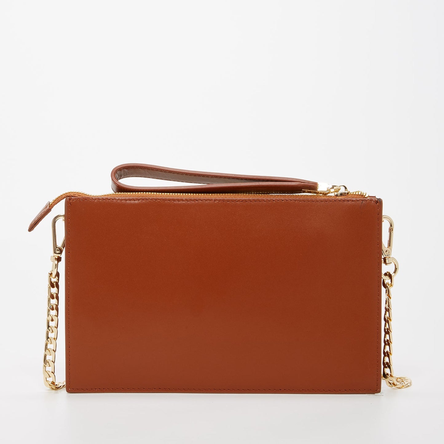 The Austin – Brown Leather Convertible Clutch with Gold Studs