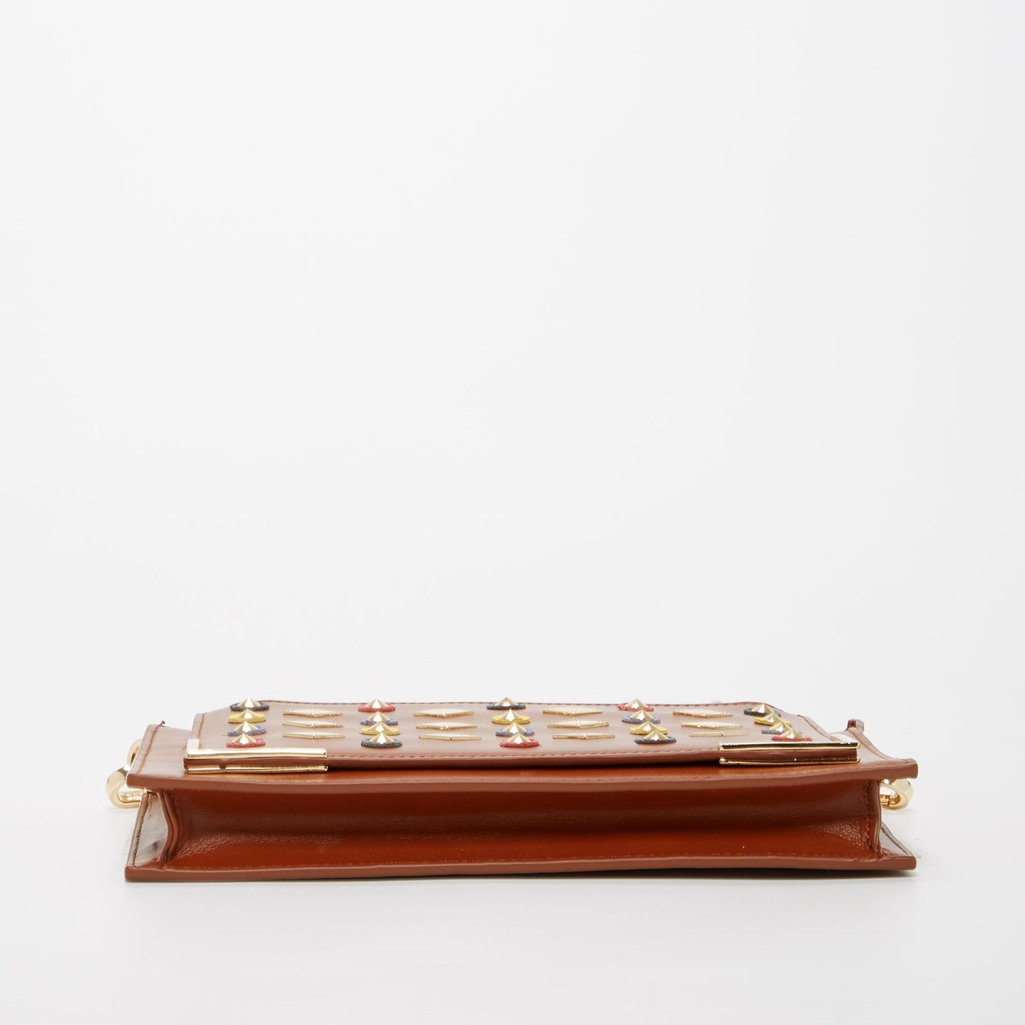 The Austin – Brown Leather Convertible Clutch with Gold Studs