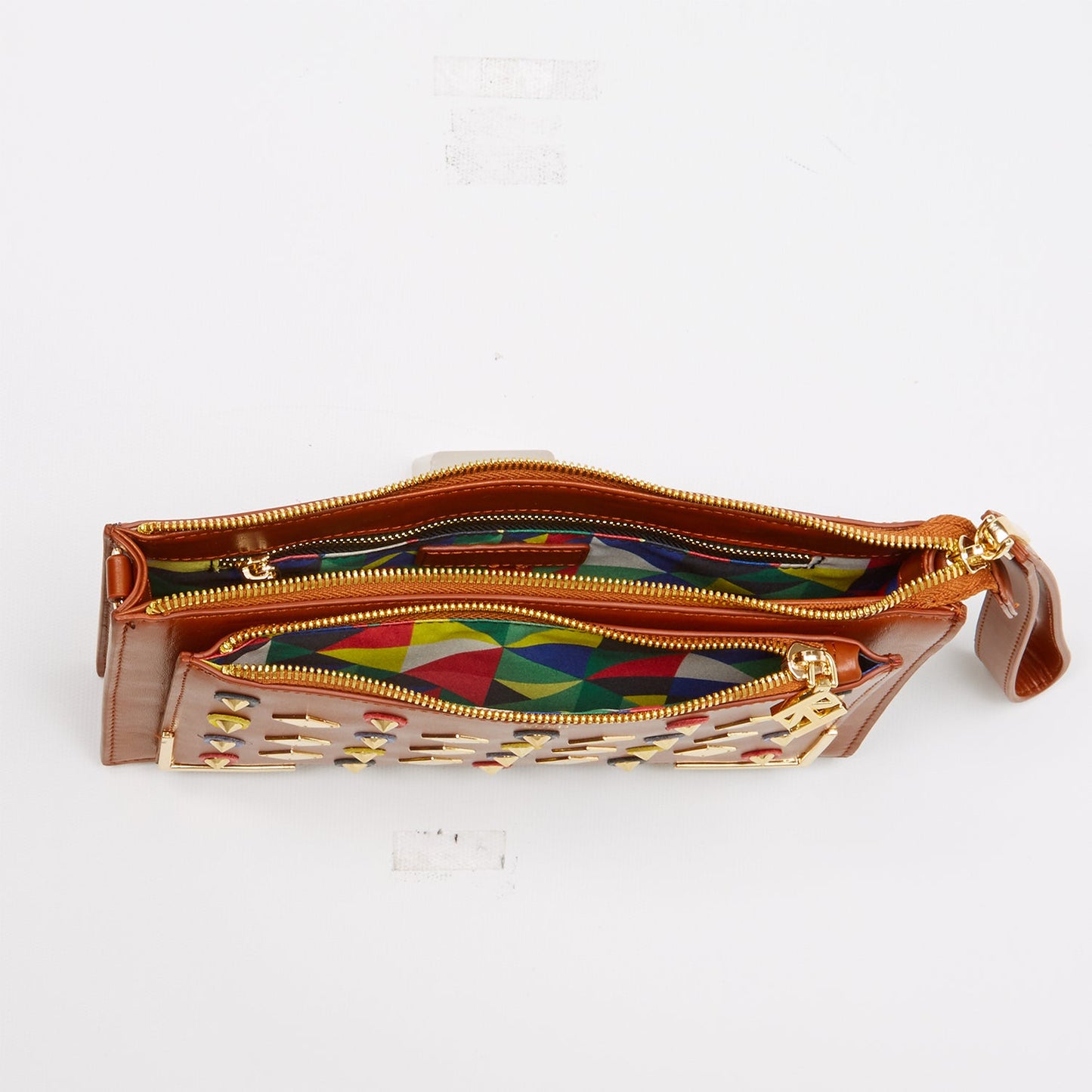 The Austin – Brown Leather Convertible Clutch with Gold Studs