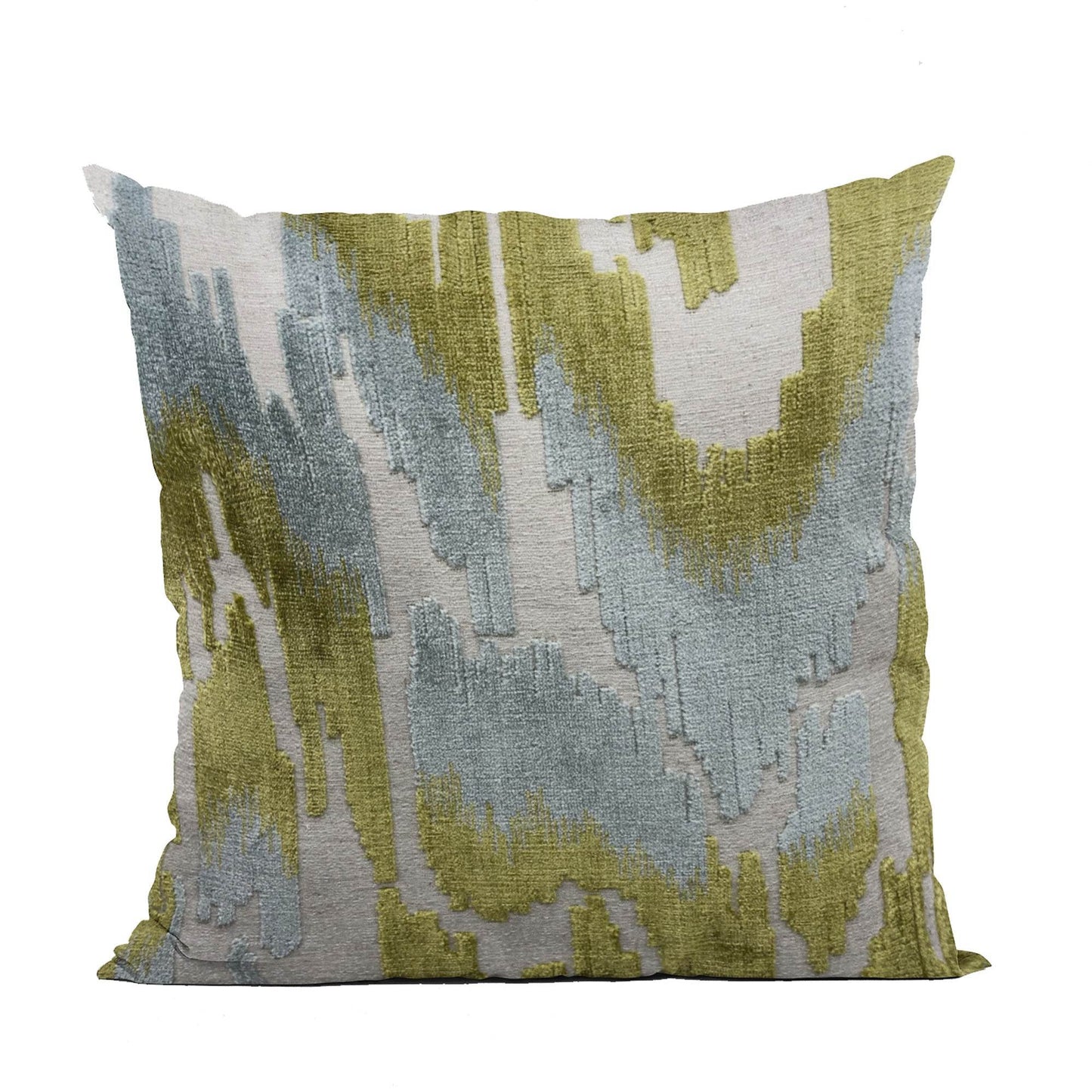 Velvet Glamour Blue, Citrine, and Cream Luxury Throw Pillow | Designer Ikat Accent