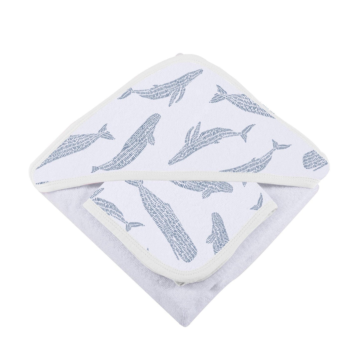Blue Whale Bamboo Hooded Towel & Washcloth Set – Ultra-Soft & Absorbent - Purekind Living