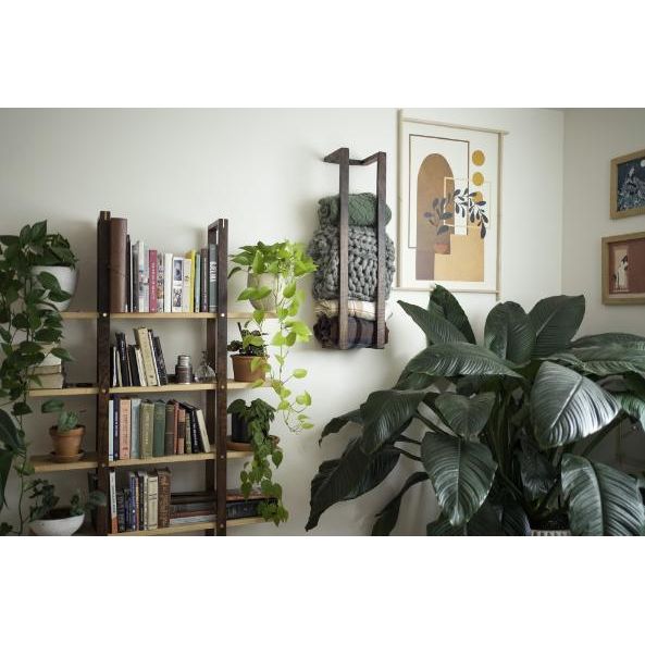 Modern Walnut Blanket Rack – Minimalist Solid Wood Storage - Purekind Living
