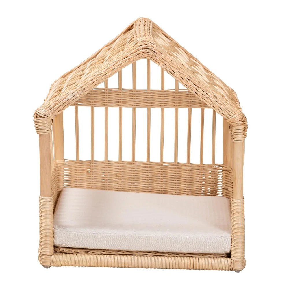 front view of Handcrafted rattan pet bed