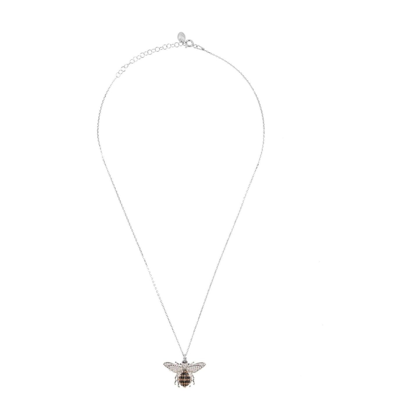 Elegant silver honey bee pendant necklace with zircon accents, perfect for showcasing love for bees and nature.