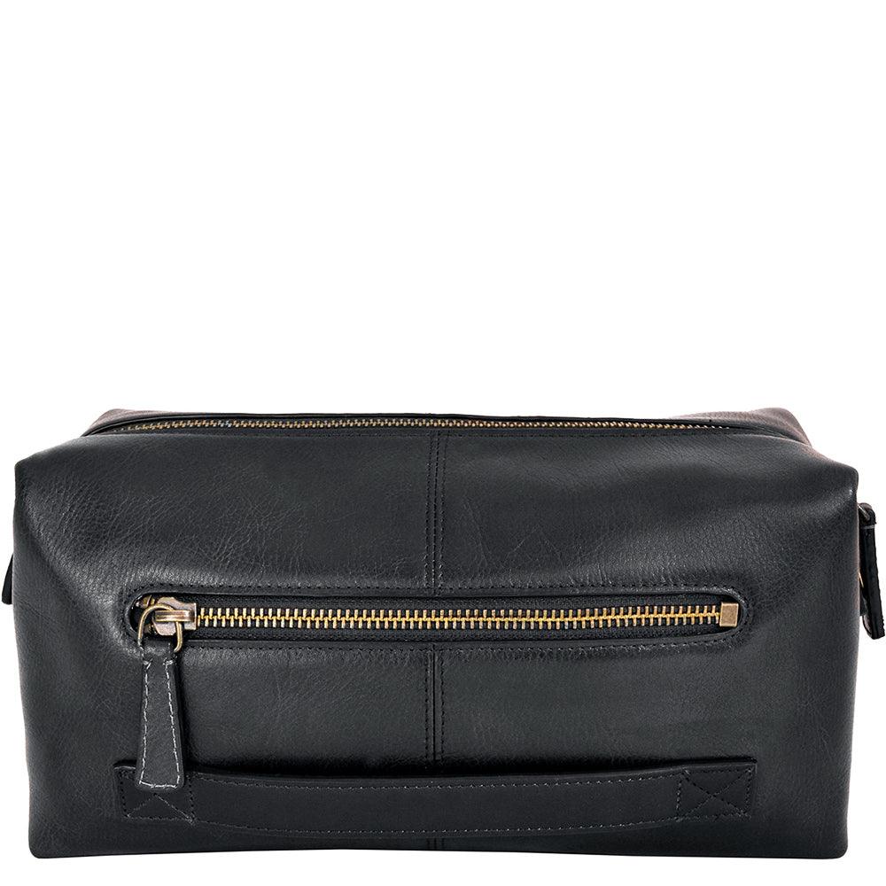Hidesign Charles Leather Toiletry Bag – Waterproof Interior (Black) - Purekind Living
