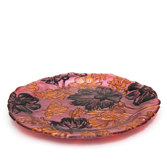 Handcrafted Papillon Side Plates – Set of 4, Rose Gold and Black, 8" - Purekind Living