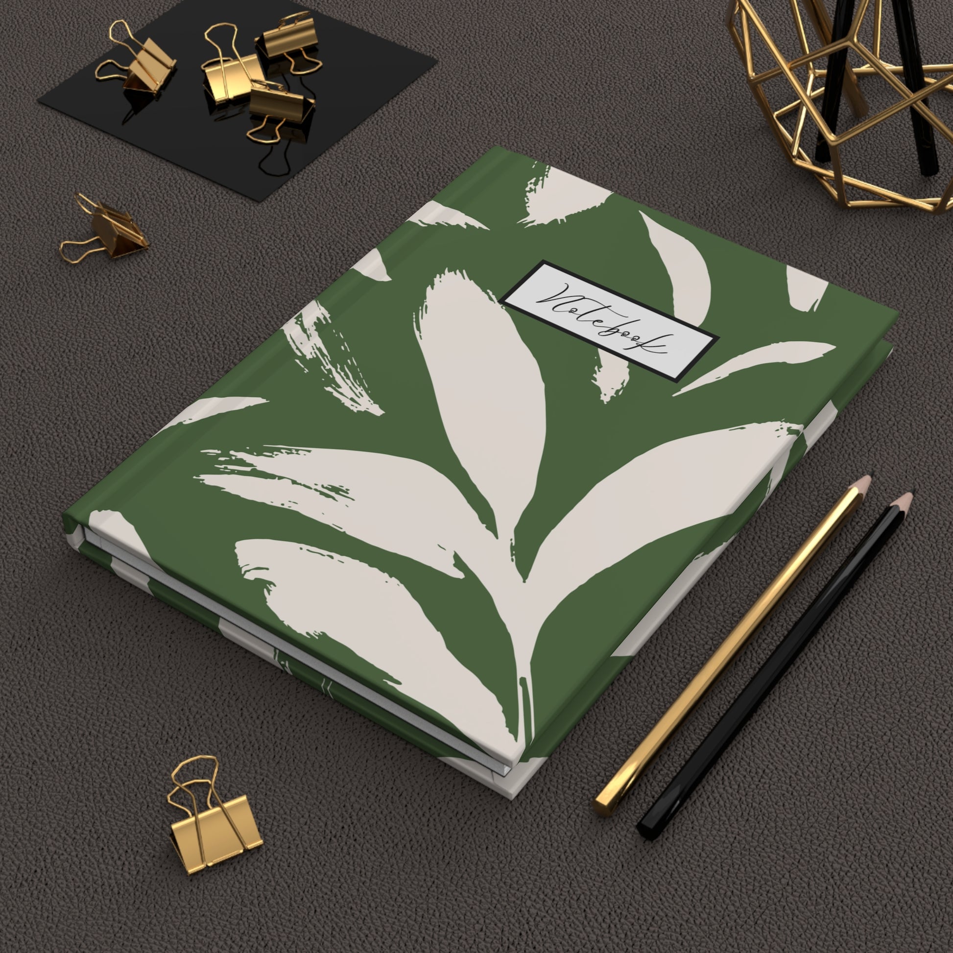 Botanical Hardcover Notebook – Thyme & Cream Brushstroke Design - PUREKIND