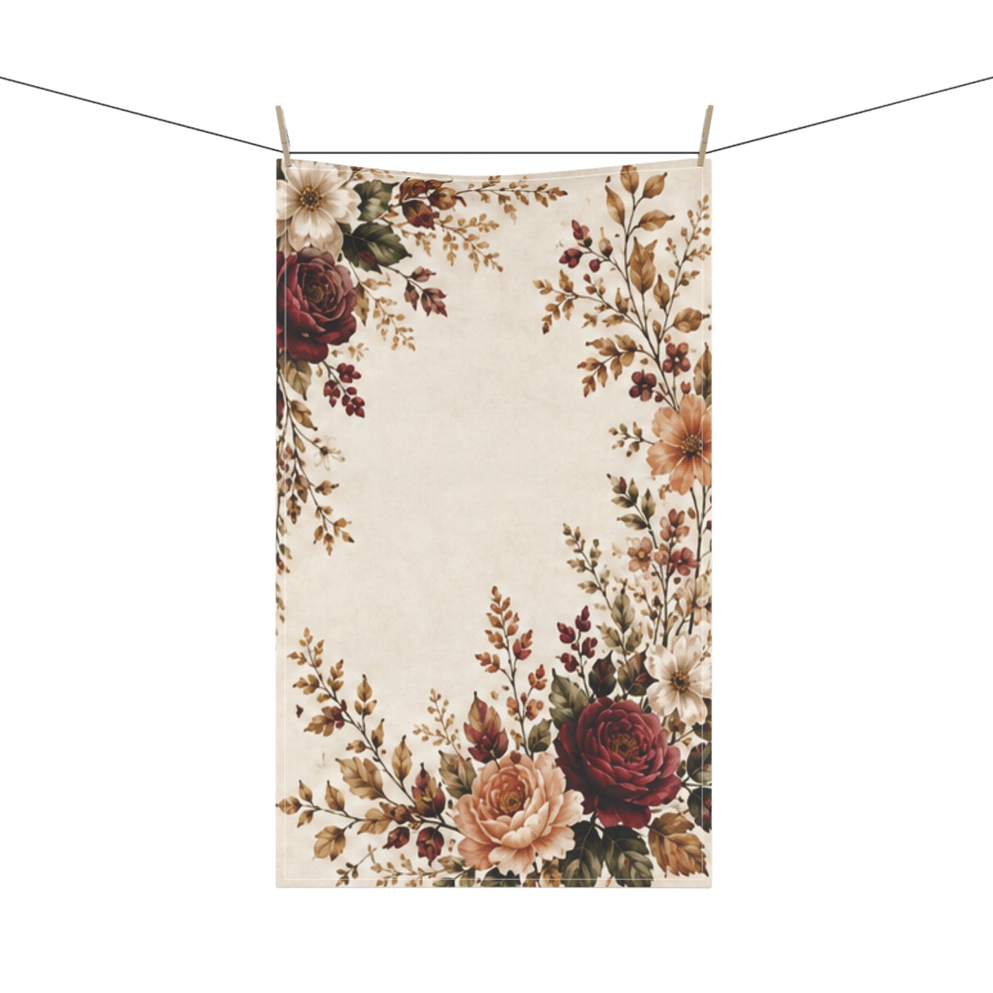 Fall Floral Garden Tea Towel