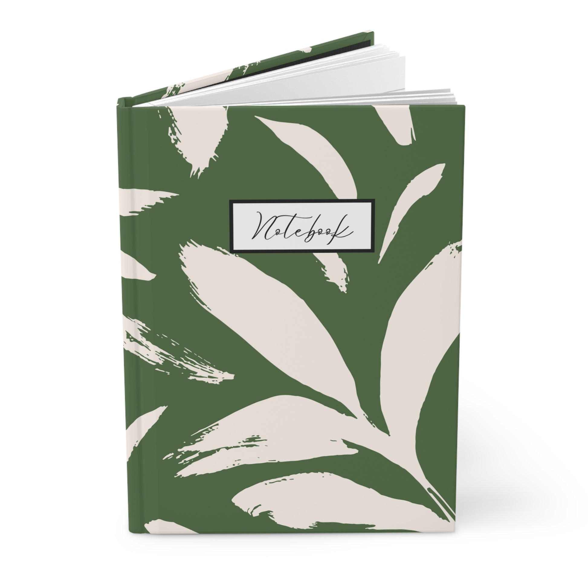 Botanical Hardcover Notebook – Thyme & Cream Brushstroke Design - PUREKIND