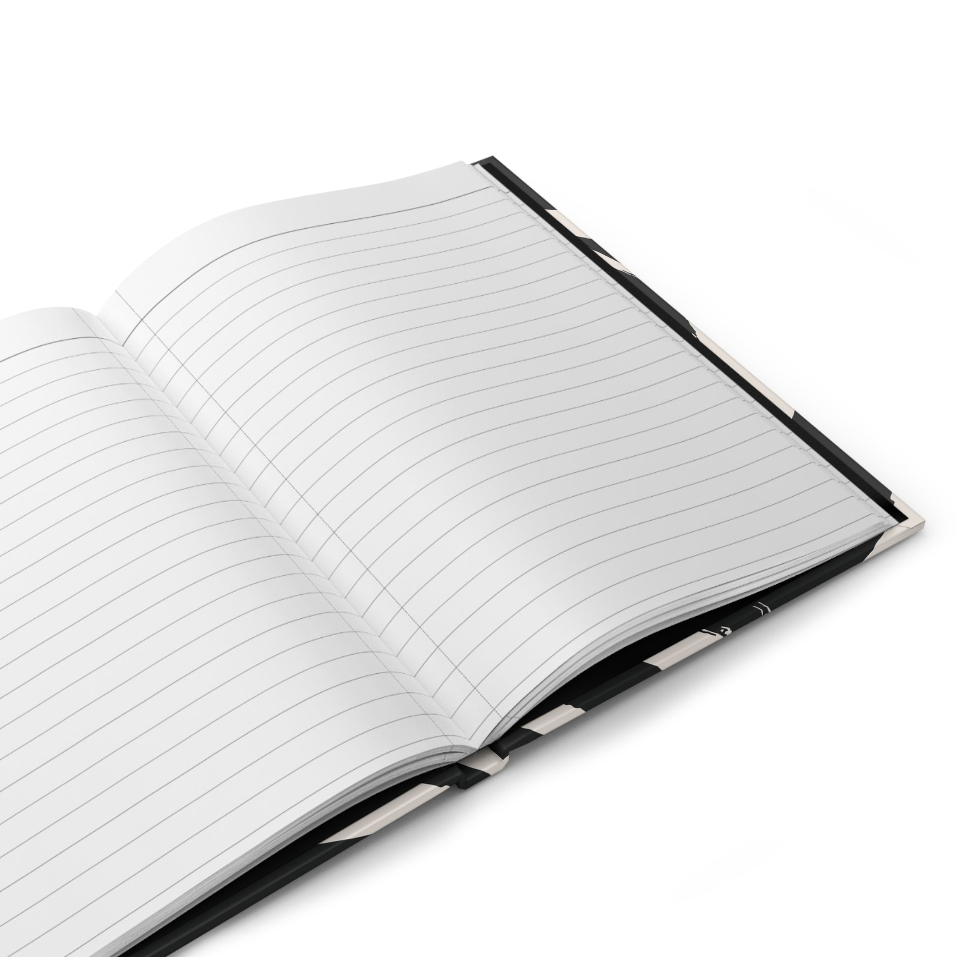 Botanical Hardcover Notebook – Black & Cream Brushstroke Design - PUREKIND