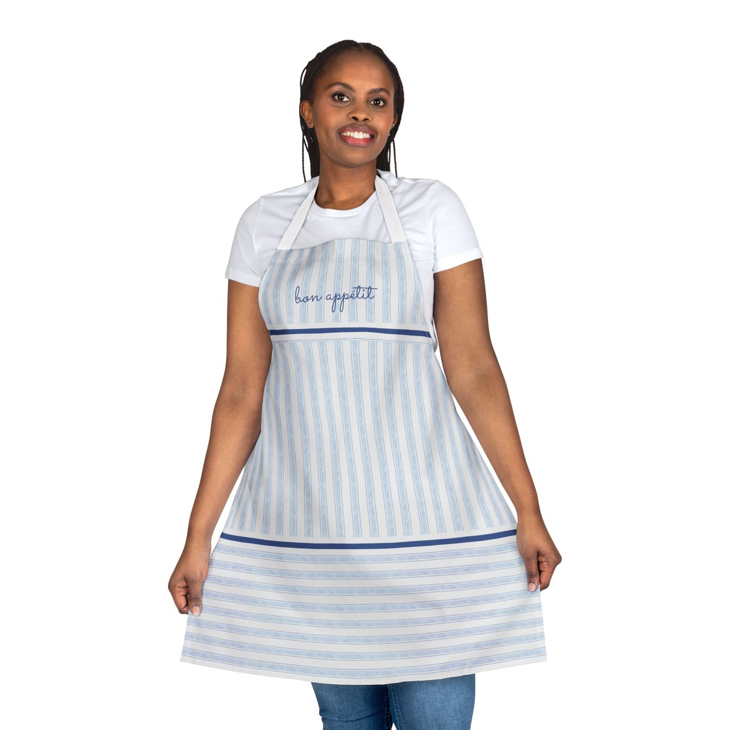 Bon Appétit Blue Striped Apron — French Farmhouse Cotton Cooking & Baking Apron - PUREKIND