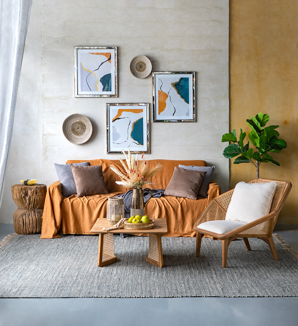 Woven Seagrass Serving Bowls Set – Two Tone Natural Decorative Bowls - PUREKIND