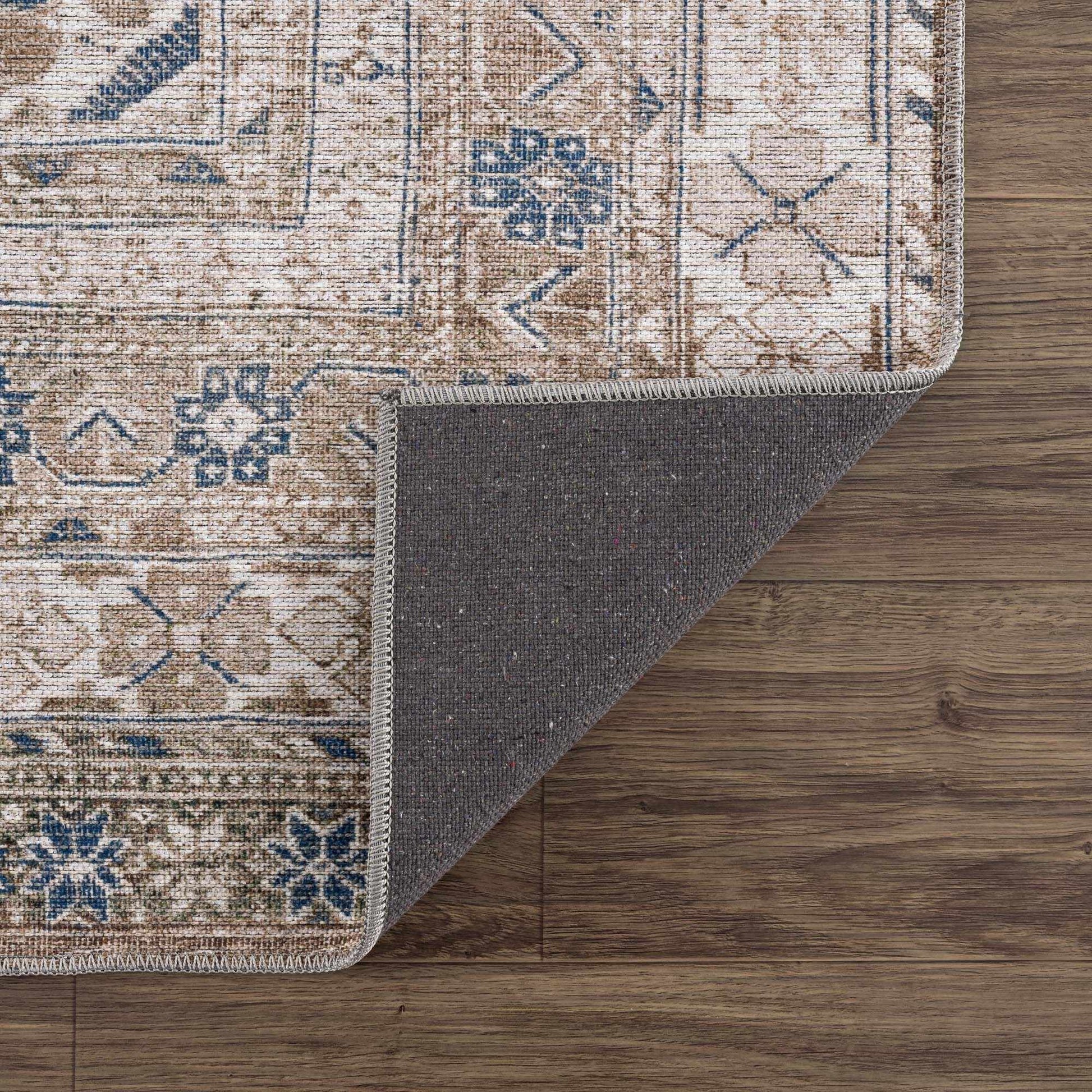 Backing of Baltinglass washable rug with canvas finish