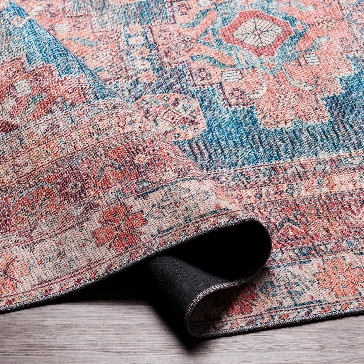 Baltinglass rug folded to show cotton backing