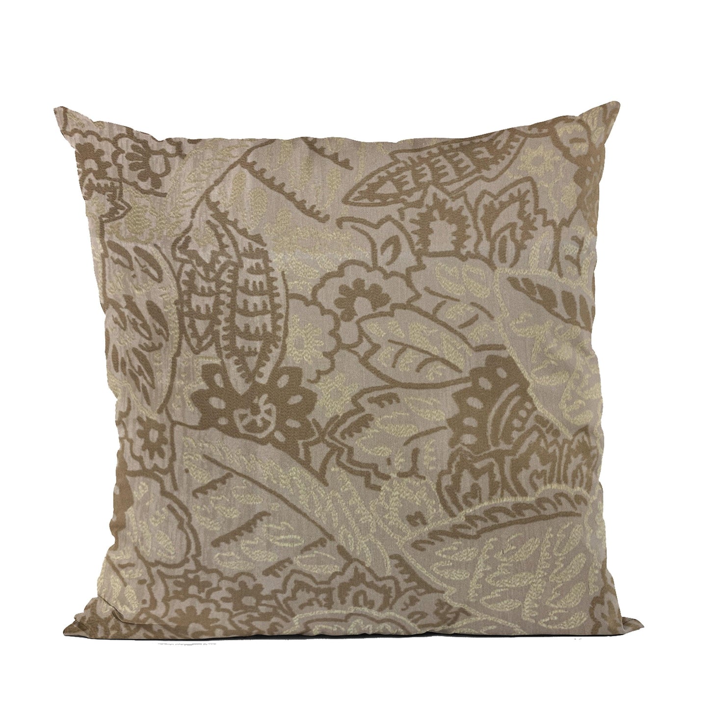 Brown mustard jacquard throw pillow with an intricate woven floral pattern, adding warmth and sophistication to any space.
