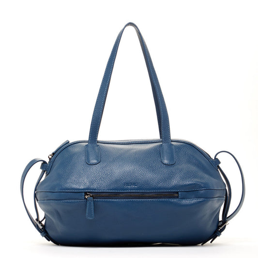 Blue Leather Satchel Bag