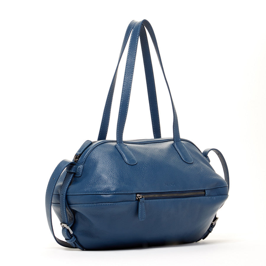 Blue Leather Satchel Bag