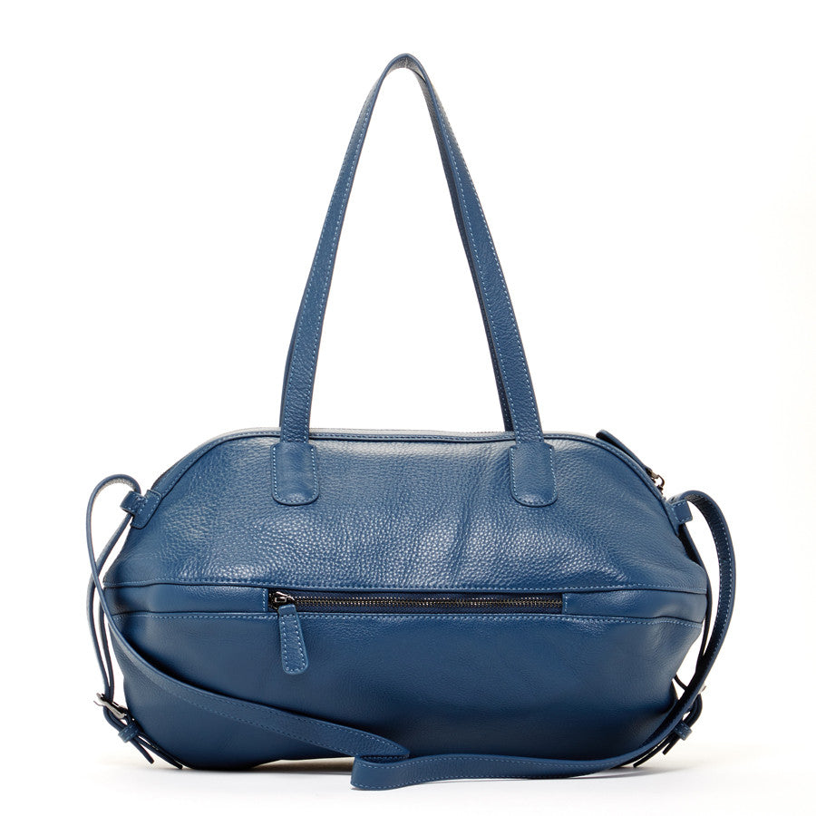 Blue Leather Satchel Bag