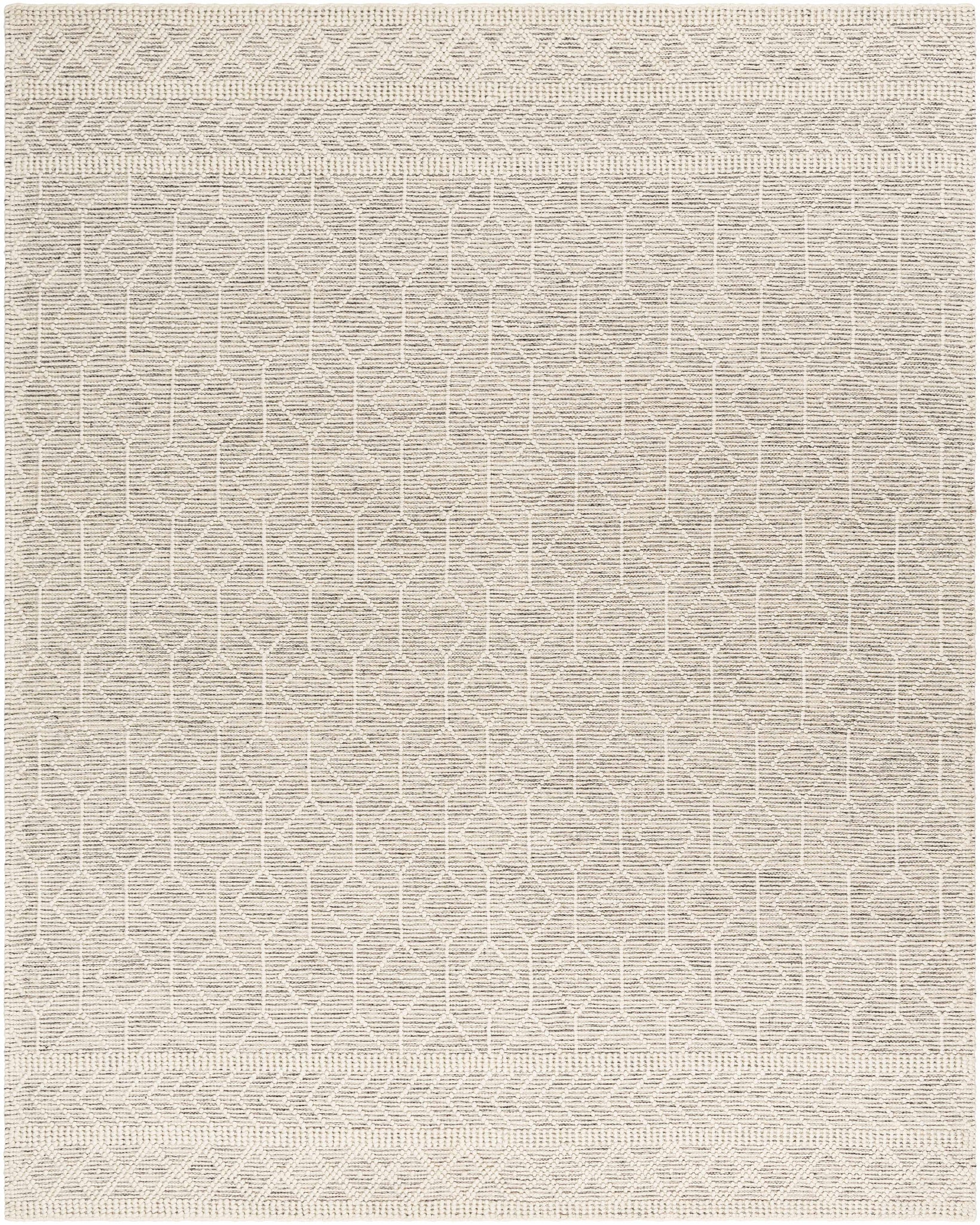 Carolina Area Rug in ivory and charcoal, handwoven diamond design