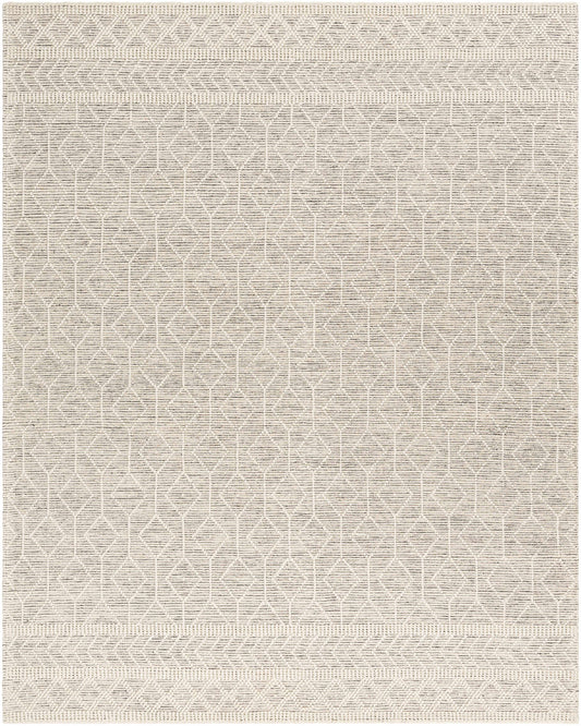 Carolina Area Rug in ivory and charcoal, handwoven diamond design