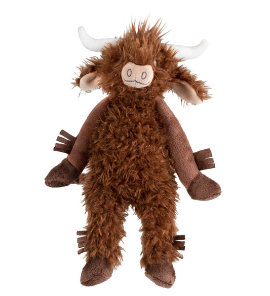 Cow Cody plush stuffed animal by Happy Horse with soft brown fur and white horns

