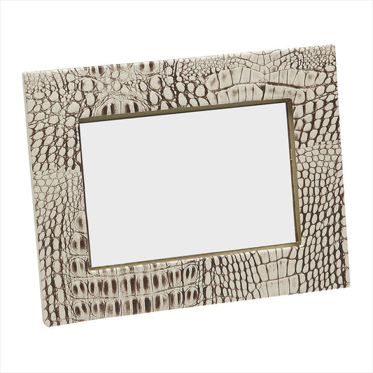 Beige crocodile-pattern photo frame shown in horizontal orientation