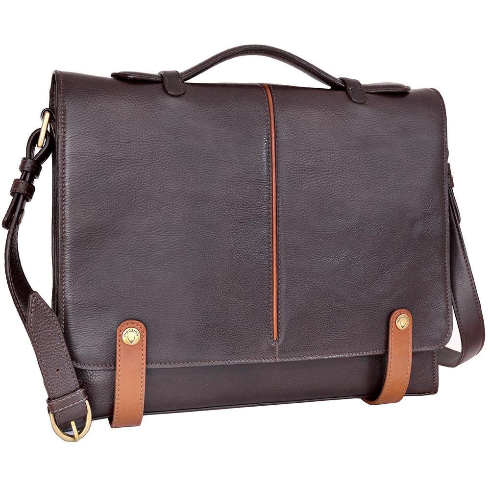 Hidesign Eton Leather Laptop Briefcase – 15” Brown Business Bag - Purekind Living