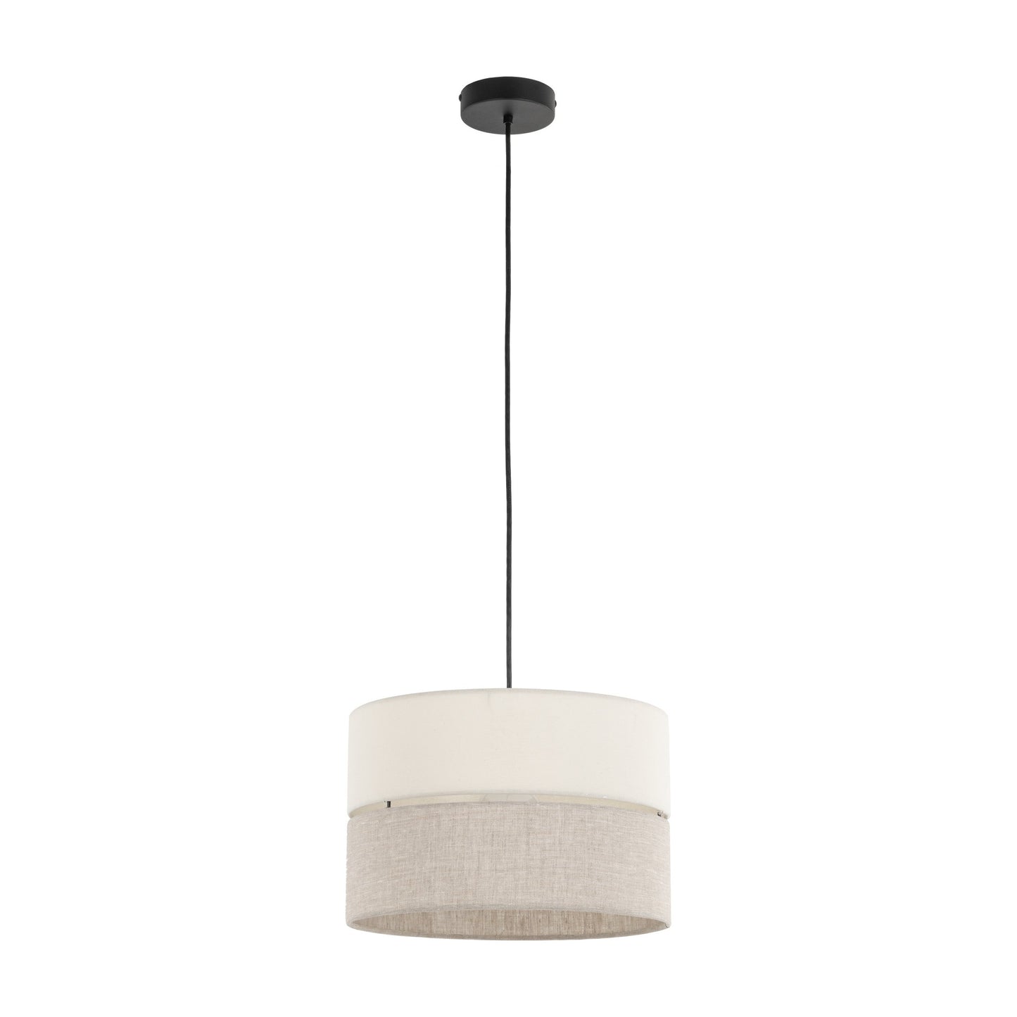 ECO Scandinavian pendant light with white and gray-beige fabric shade

