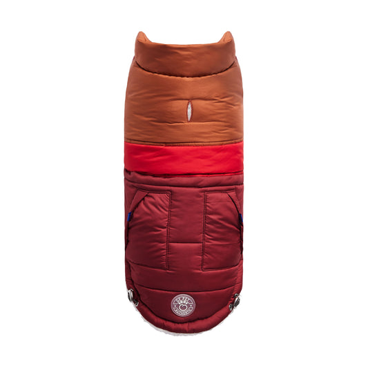 Retro Puffer Dog Coat with Sherpa Lining - Dark Red - PUREKIND